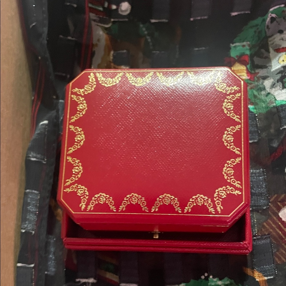 Cartier Red Jewelry Box with Gold Detailing